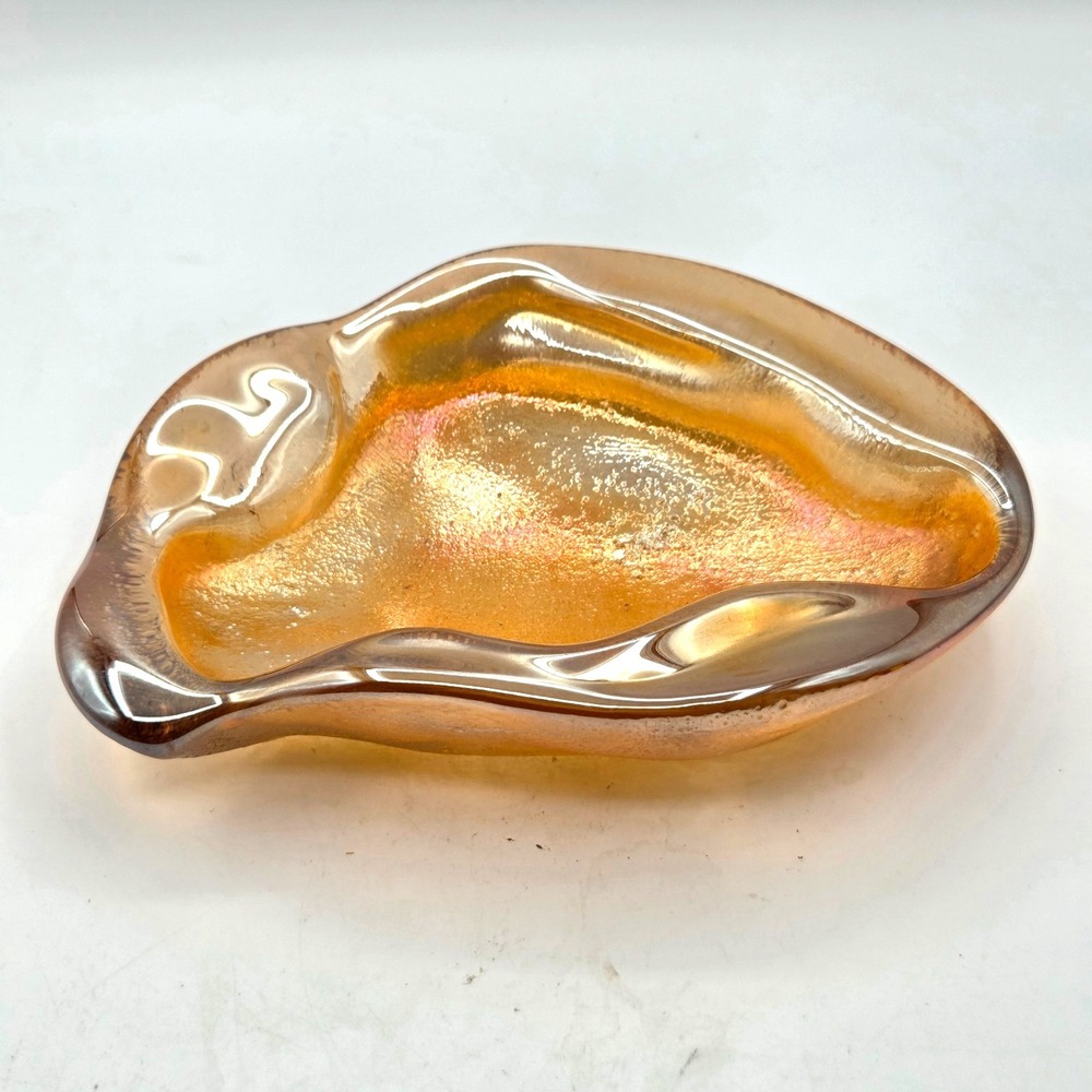Vintage‎ Blenko Mid Century Modern Art Glass Freeform Amoeba Amber Bowl/Ashtray